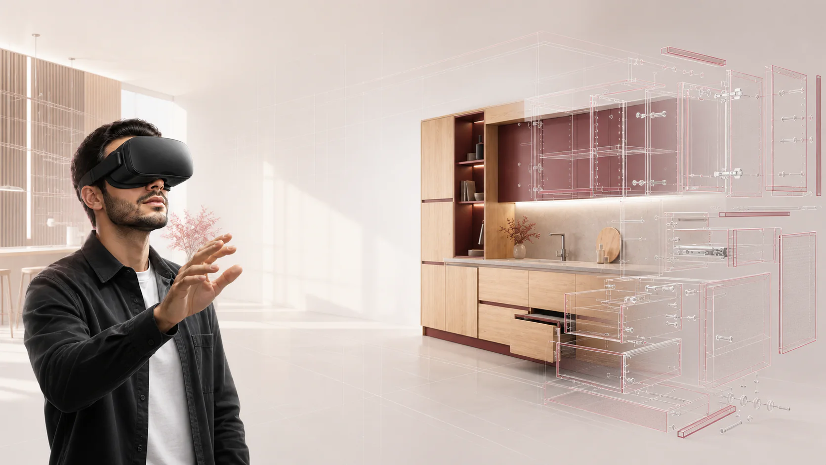 طراحی واقعیت مجازی و تبدیل کابینت به اجزای دقیق تولید در CutDesigner